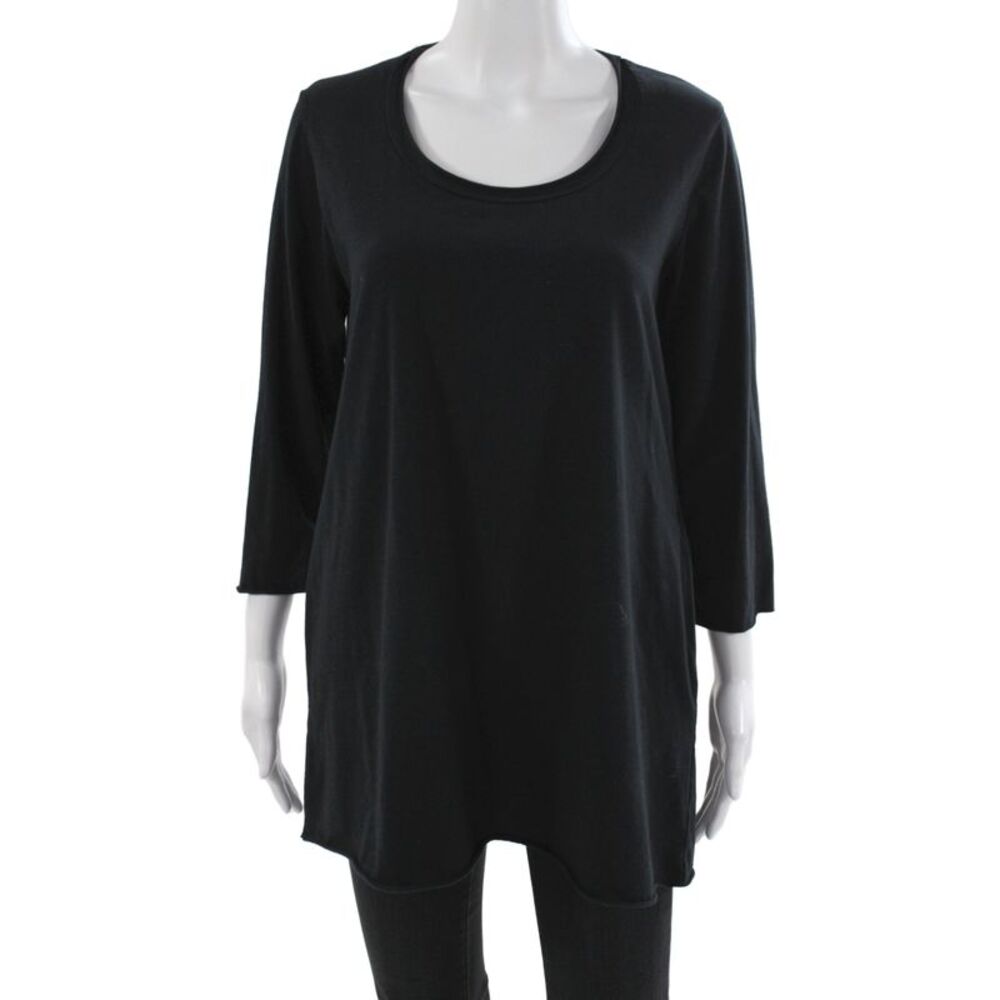 Labo.Art Women Tunic Black Scoop Neck 3/4 Sleeve Size 3